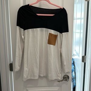 White and black long sleeve tunic